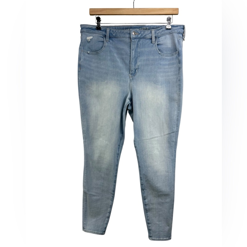 American Eagle Super Hi Rise Jeggings Light Wash Dream Stretch Denim Womens 18